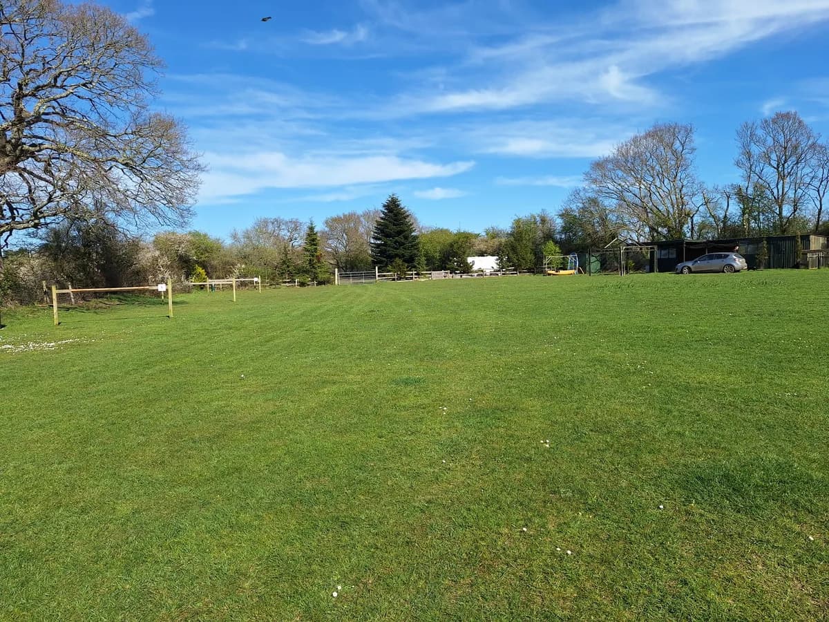 Camping pitches with post-and-rail fencing